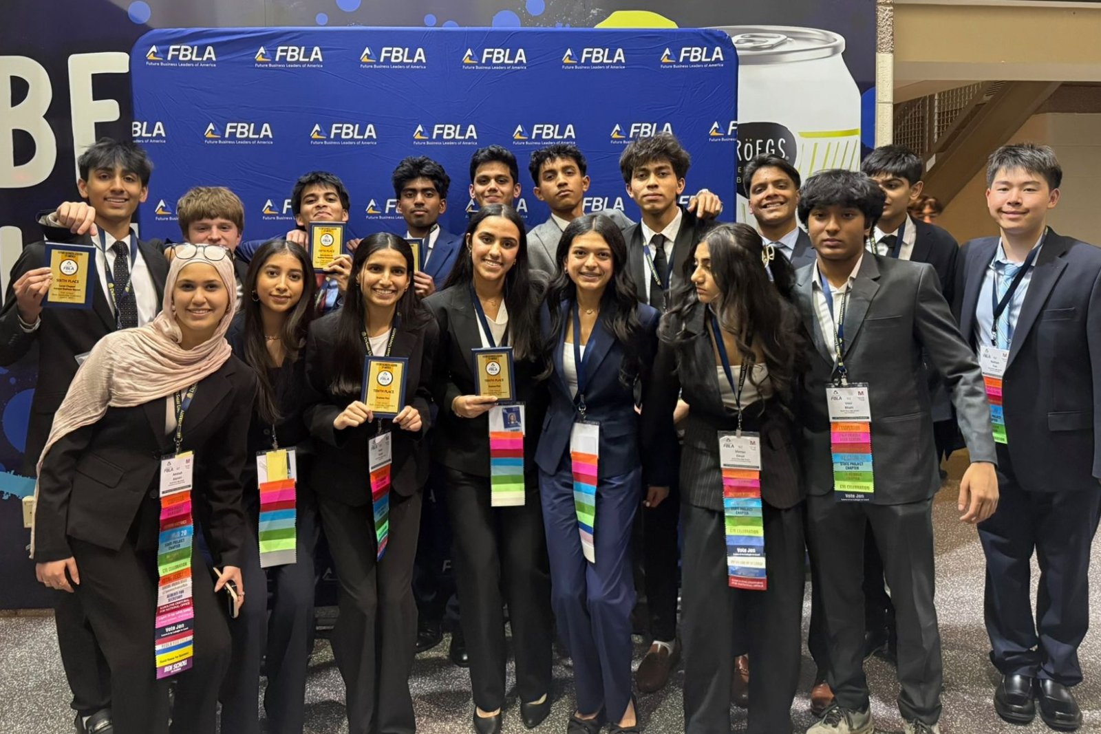 The chapter in front of the FBLA banner